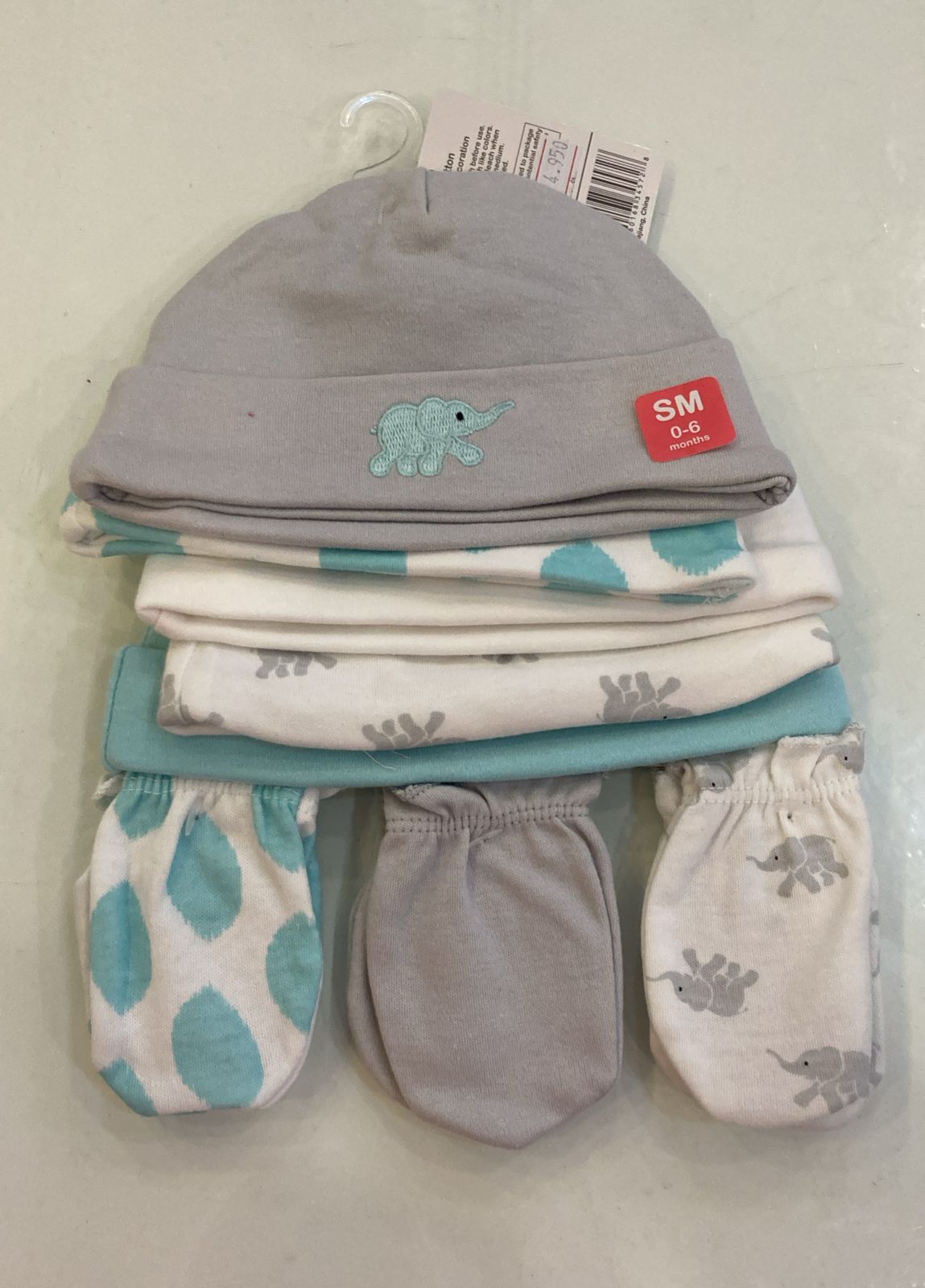 Hudson Baby 5pcs Cap & 3pcs Scratch Mitten Set (0-6m)