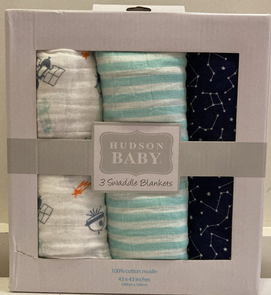 Hudson Baby Muslin Swaddle Blanket Gift Set 3