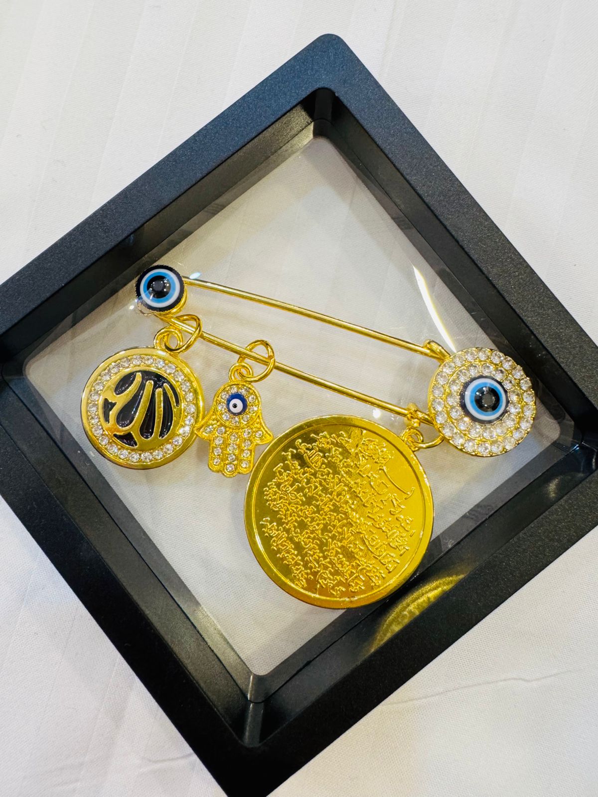 Brooch Pin Evil Eye with Pendants