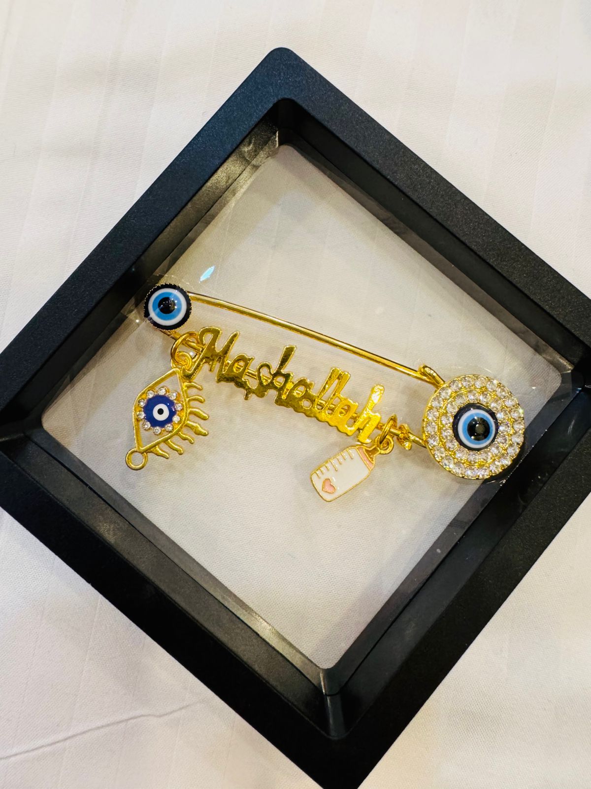 Brooch Pin Evil Eye with Pendants