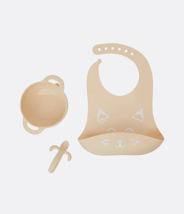 Babymoov First ISY 3pcs Silicone Bowl, Spoon & Bib Baby Weaning Set