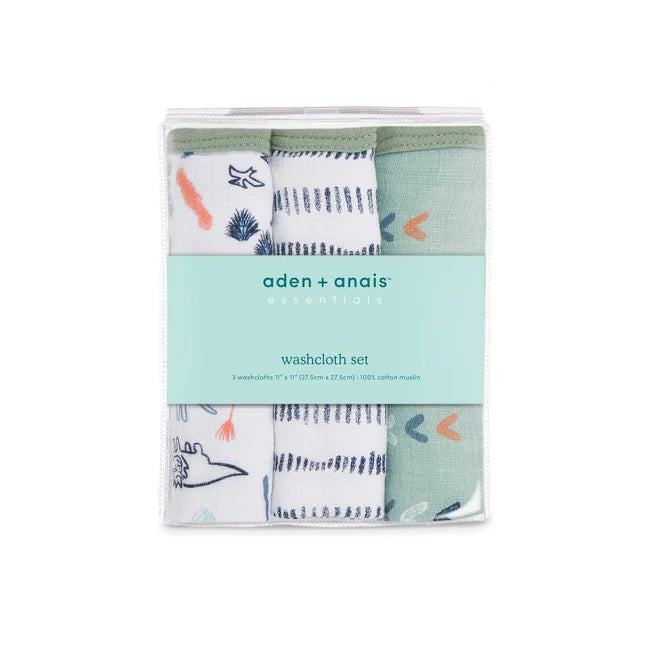 Aden + Anais 3-Pack Washcloth Sets - Dinotime