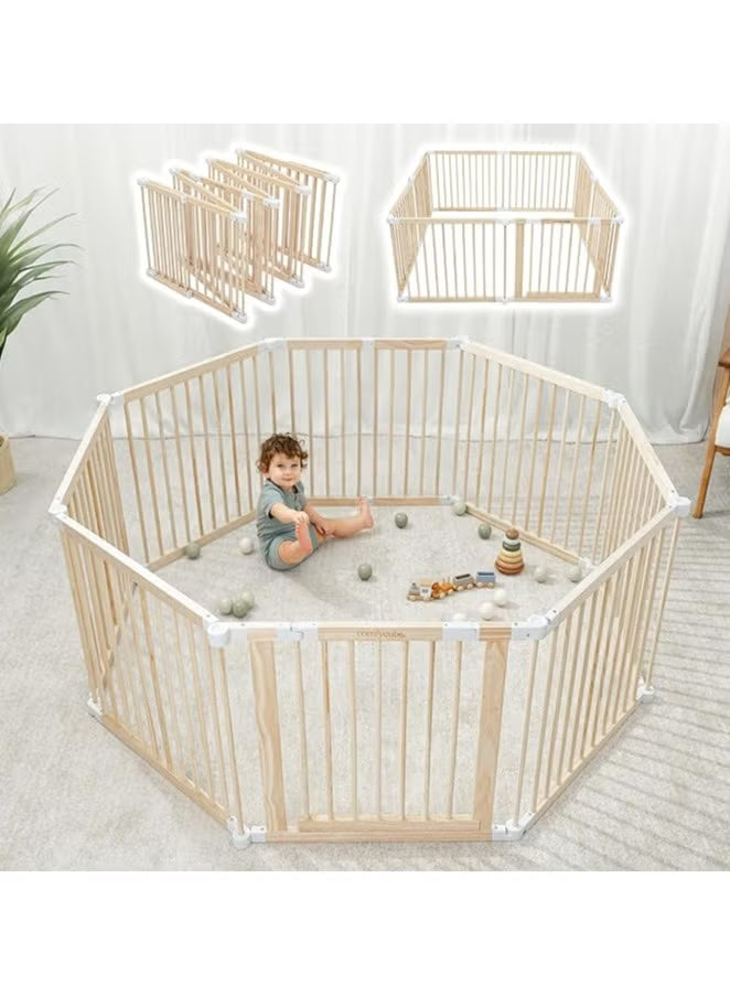 Foldable Wooden Playpen With Gate 2x2 meter with Connector