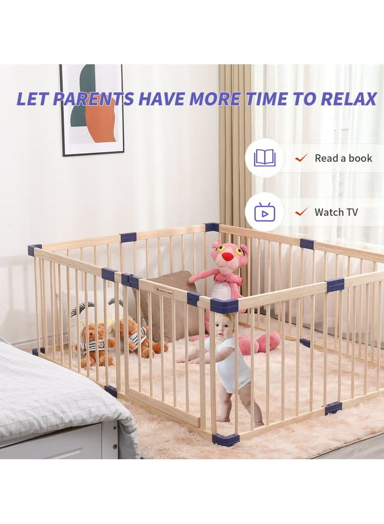 Foldable Wooden Playpen With Gate 2x2 meter with Connector