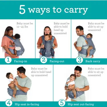 Infantino - Hip Rider Plus 5-in-1 Hip Seat Carrier - Grey