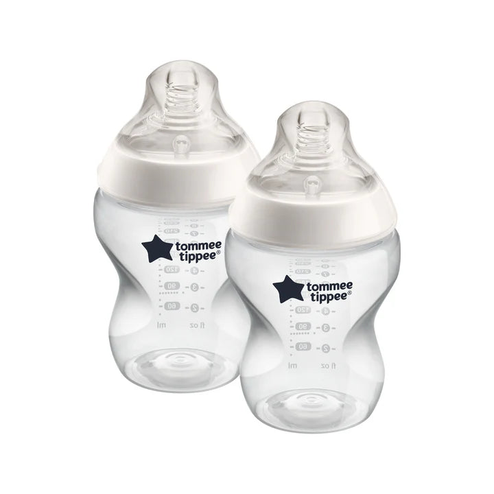 Tommee Tippee Closer to Nature Feeding Bottle, 260ml x 2 - Clear