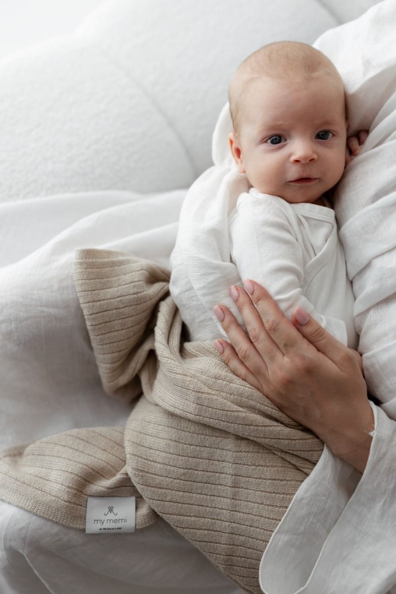 My Memi 100% Natural Merino Wool Blanket in Stripes - Premium Collection Kocyk ze