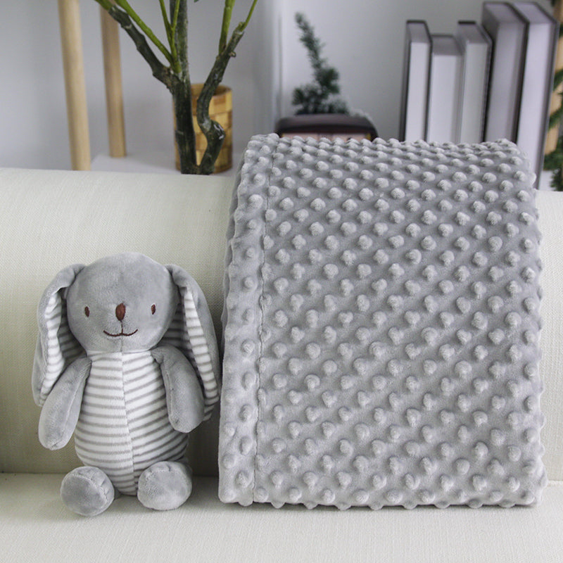 Blanket and Plush Toy Minky Coral Fleece With Cuddle Toy 120x75