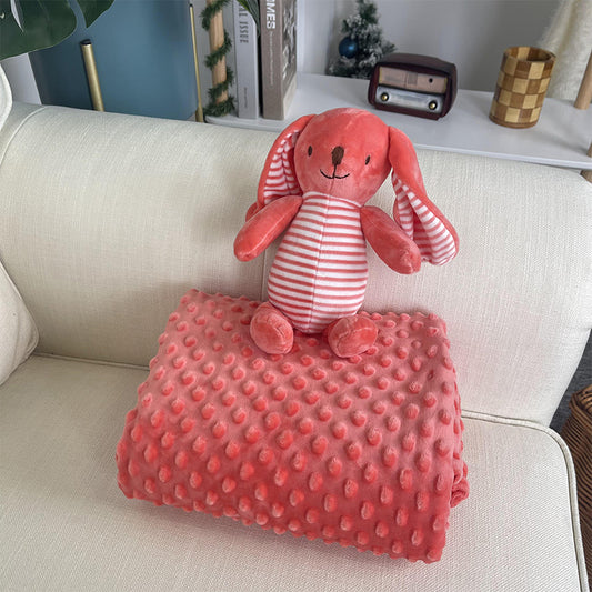 Blanket and Plush Toy Minky Coral Fleece With Cuddle Toy 120x75