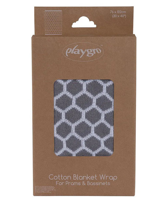 Playgro Cotton Blanket Wrap Honeycomb Grey