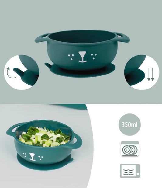 Babymoov First ISY 3pcs Silicone Bowl, Spoon & Bib Baby Weaning Set