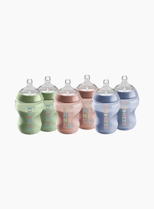 Tommee Tippee 6-Piece Closer To Nature Slow Flow Feeding Bottle -260 ml - 0 Months+