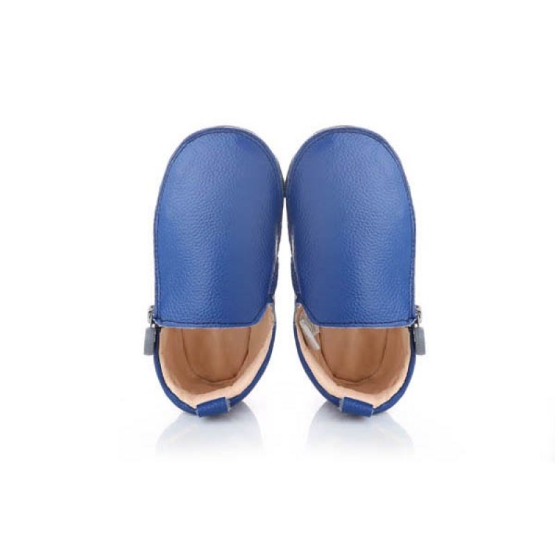 Rose et Chocolat Zipper Rubber Soles Shoes Navy 12-18 Months