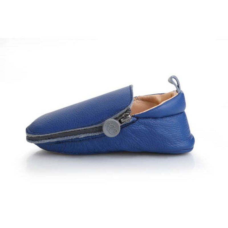 Rose et Chocolat Zipper Rubber Soles Shoes Navy 12-18 Months