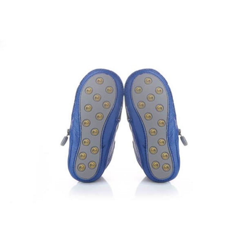 Rose et Chocolat Zipper Rubber Soles Shoes Navy 12-18 Months