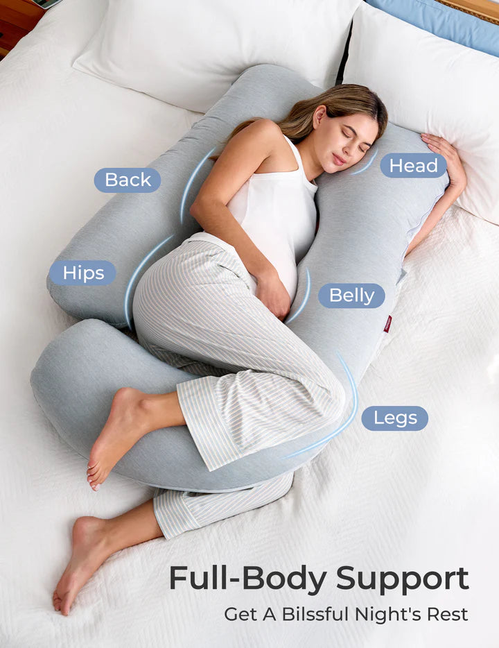 Momcozy U Shaped Cooling Fabric Pregnancy Pillow