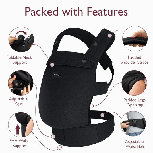 Momcozy PureHug Baby Carrier - Ergonomic Cozy & Lightweight - Cotton Black
