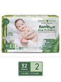 Clearly Herbal Bamboo Snug Fit Diapers 32's - Size 2 (3-6KG)