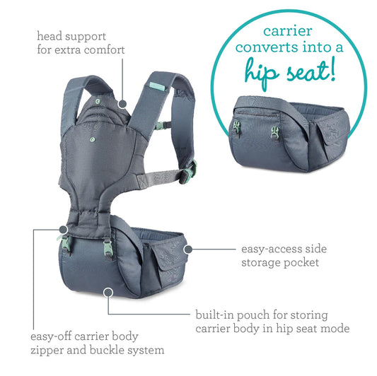 Infantino - Hip Rider Plus 5-in-1 Hip Seat Carrier - Grey