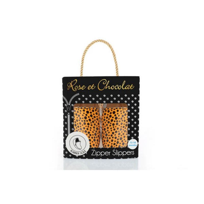 Rose et Chocolat Shoes Zipper Leopard Rubber Soles 18-24 Months