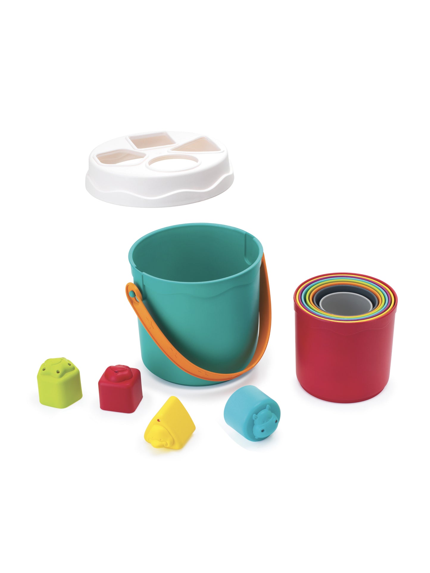 Infantino Shape Sorting Stack N' Nest Buckets (10 Pcs) | 6M+