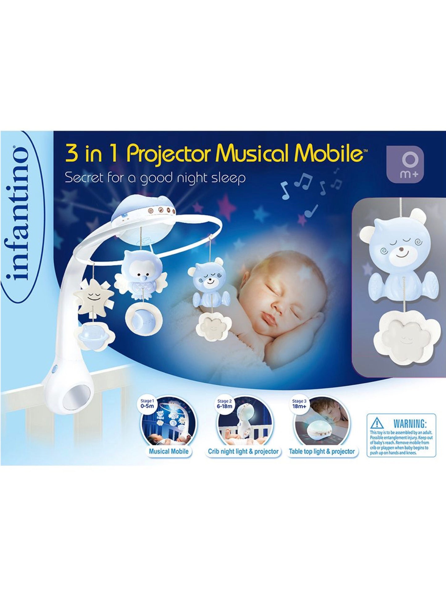 Infantino 3 In 1 Projector Musical Mobile Blue | 0M+