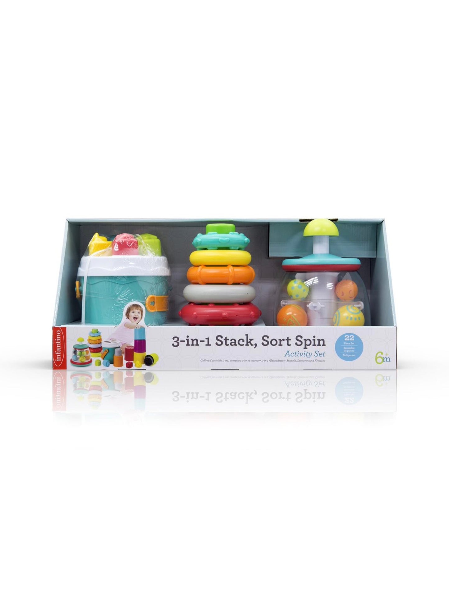 Infantino - 3-In-1 Stack, Sort & Spin Activity Set