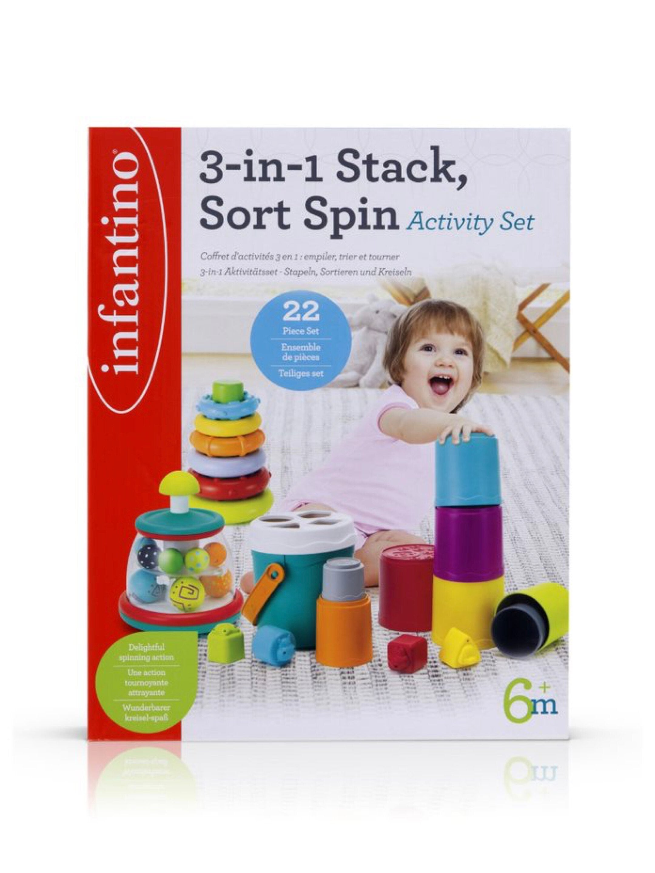 Infantino - 3-In-1 Stack, Sort & Spin Activity Set