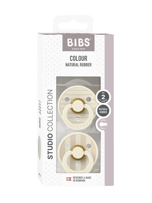 BIBS Studio Colour  Pacifier 2 Pack Pin Latex - Ivory Vanilla Mix