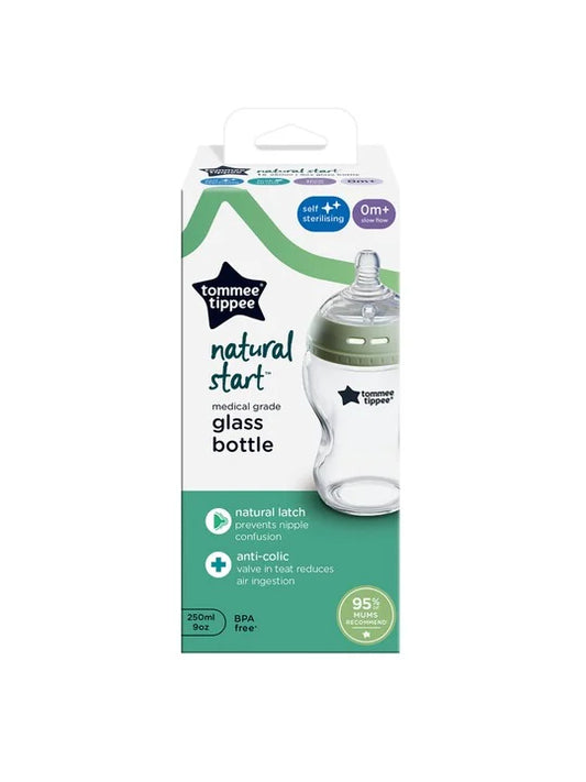 Tommee Tippee Closer to Nature Glass Feeding Bottle, 250ml x 1  -Clear