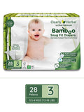 Clearly Herbal Bamboo Snug Fit Diapers 28's - Size 3 (5.5-8 KG)