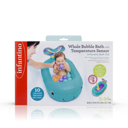 Infantino Whale Bubble Bath with Temperature Sensor Inflatable Bath Tub | 6M - 24M