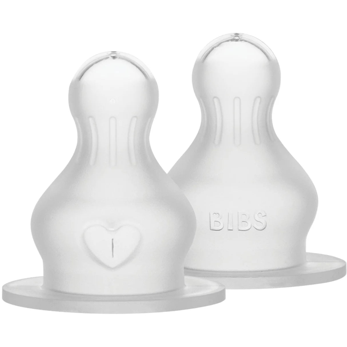 BIBS Baby Bottle Nipple Round  Silicone 2 pack Thick Flow