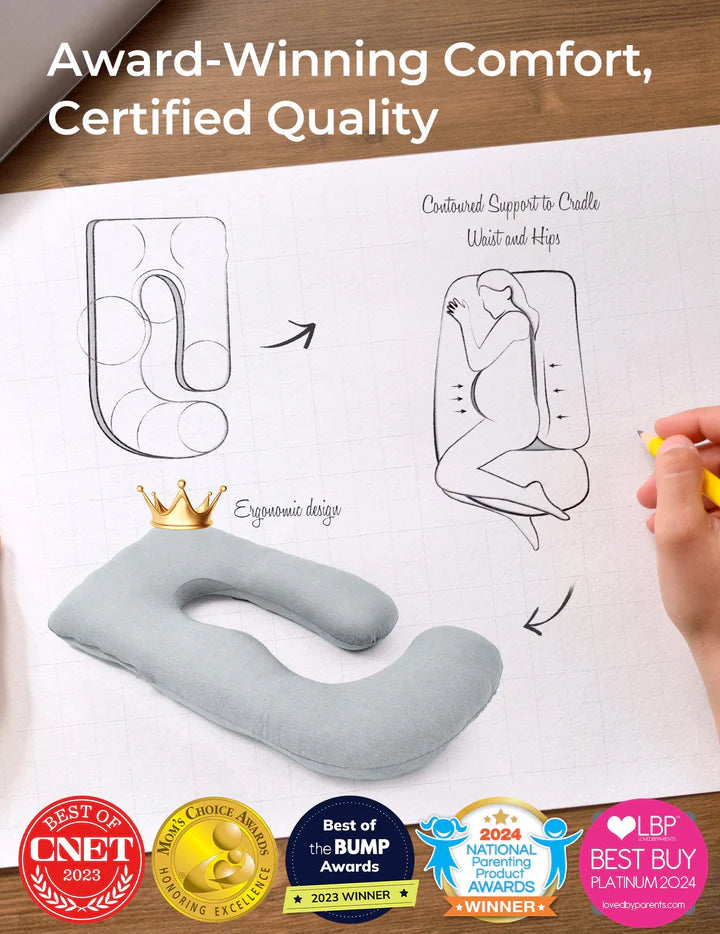 Momcozy U Shaped Cooling Fabric Pregnancy Pillow