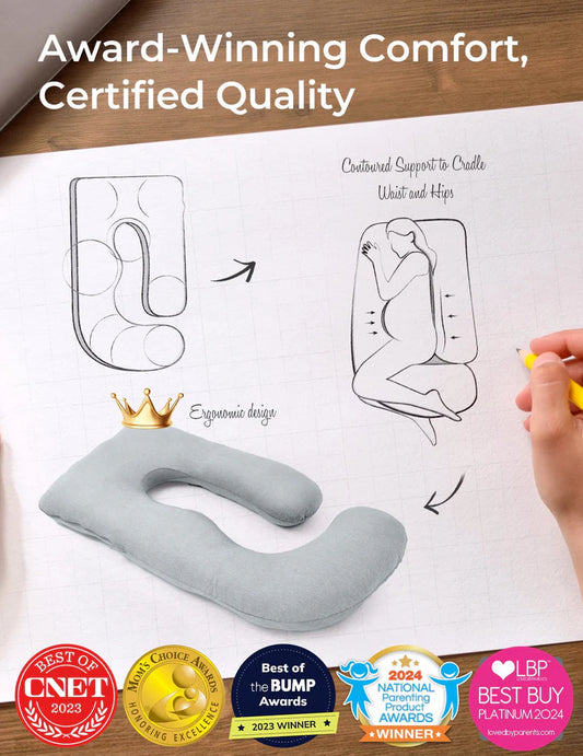 Momcozy U Shaped Cooling Fabric Pregnancy Pillow