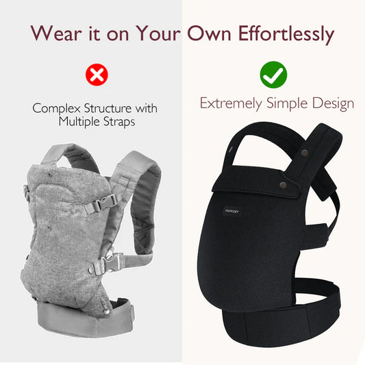 Momcozy PureHug Baby Carrier - Ergonomic Cozy & Lightweight - Cotton Black