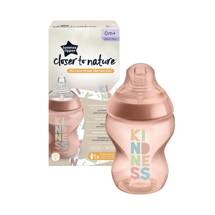 Tommee Tippee Closer to Nature Feeding Bottle, 260ml x 1 - Girl