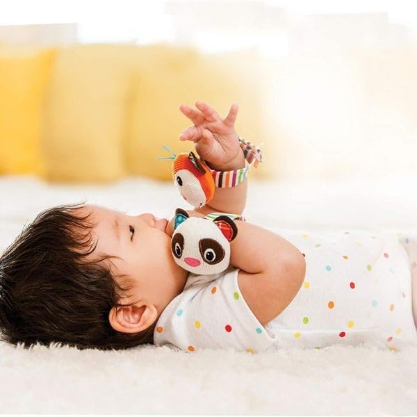 Infantino Wrist Rattles - Monkey/Panda | 0M+