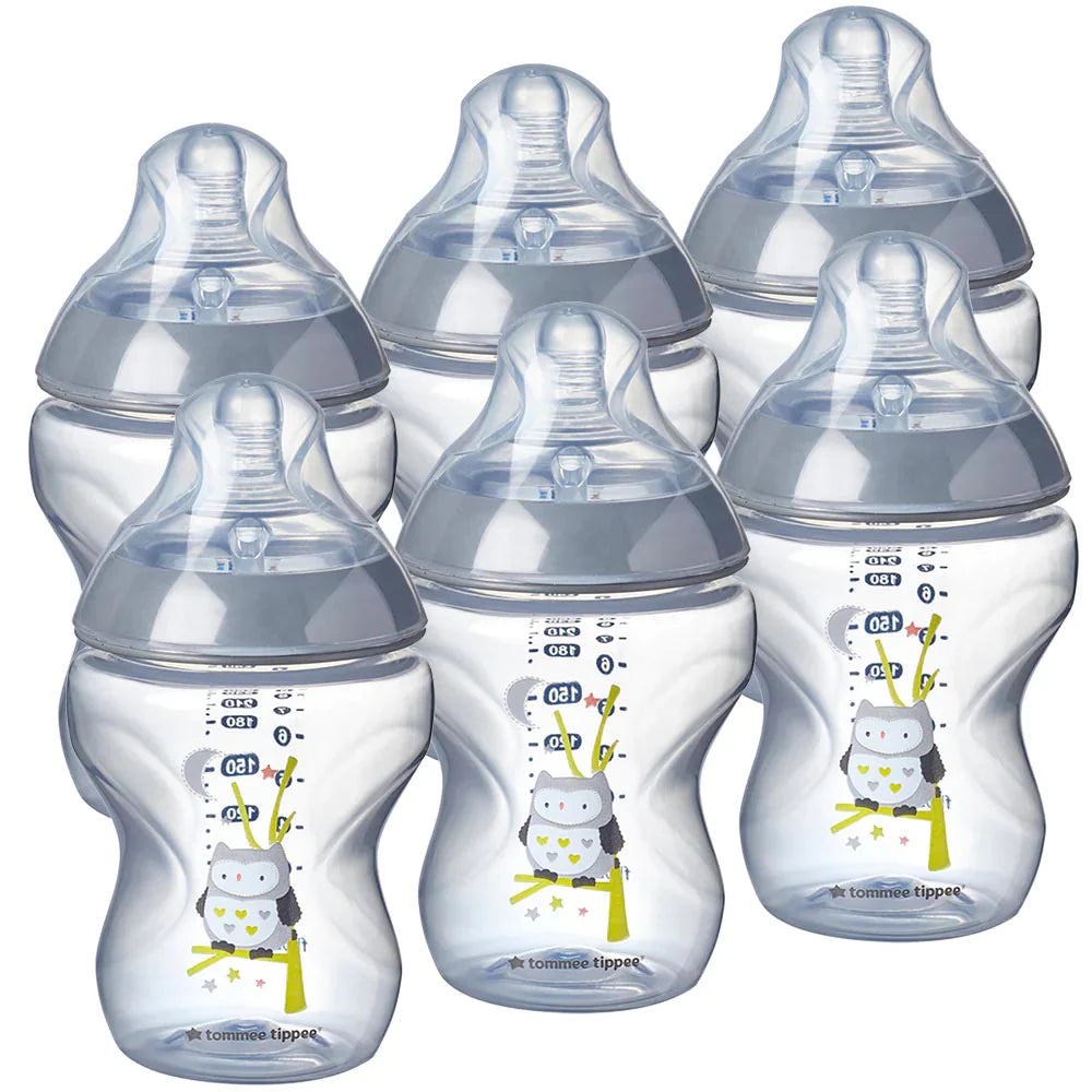 Tommee Tippee Closer to Nature Feeding Bottle, 260ml x 6  - Clear