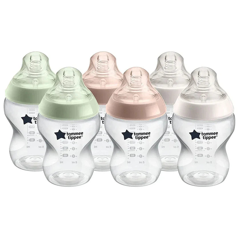 Tommee Tippee Closer To Nature Baby Bottle, 260 Ml, PP, 0 Months +, Pack of 6