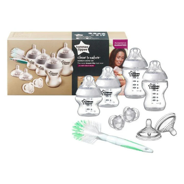 Tommee Tippee Closer to Nature Feeding Bottle Kit, Starter Set - Clear