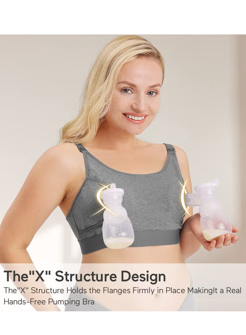 Momcozy Hands-Free Pumping Bra Grey