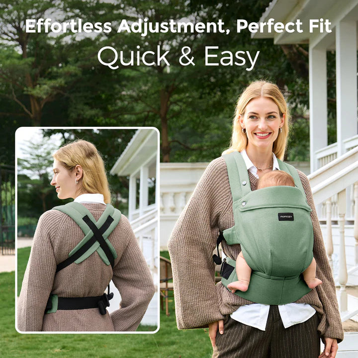 Momcozy PureHug Baby Carrier - Ergonomic Cozy & Lightweight - Linen Sage Green