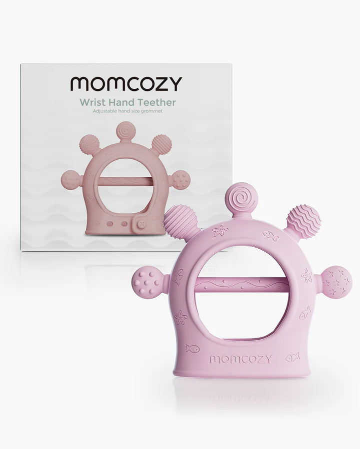 Momcozy Baby Teether Toys - 0-12m, Green and Pink, 2pcs