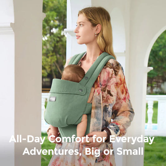 Momcozy PureHug Baby Carrier - Ergonomic Cozy & Lightweight - Linen Sage Green