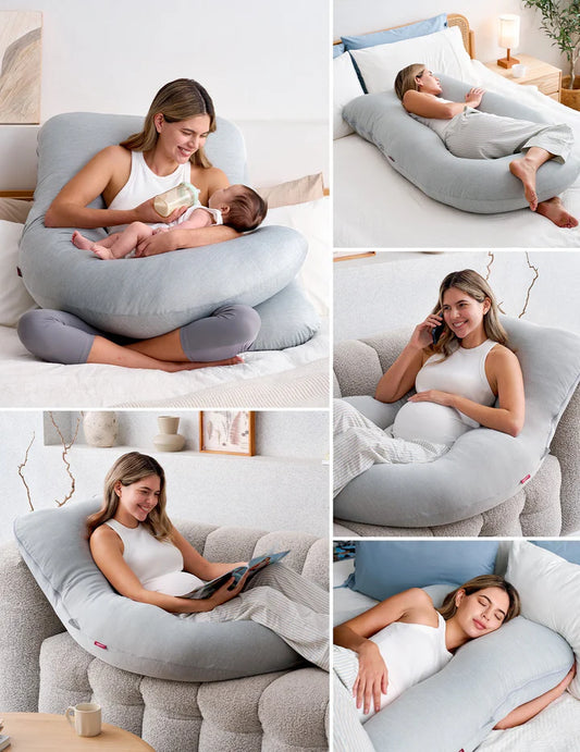 Momcozy U Shaped Cooling Fabric Pregnancy Pillow