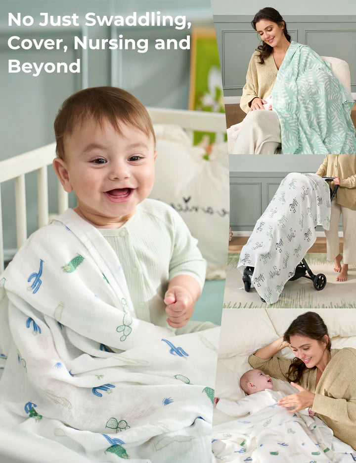 Momcozy Muslin Swaddle Blankets Bravery 4Pk