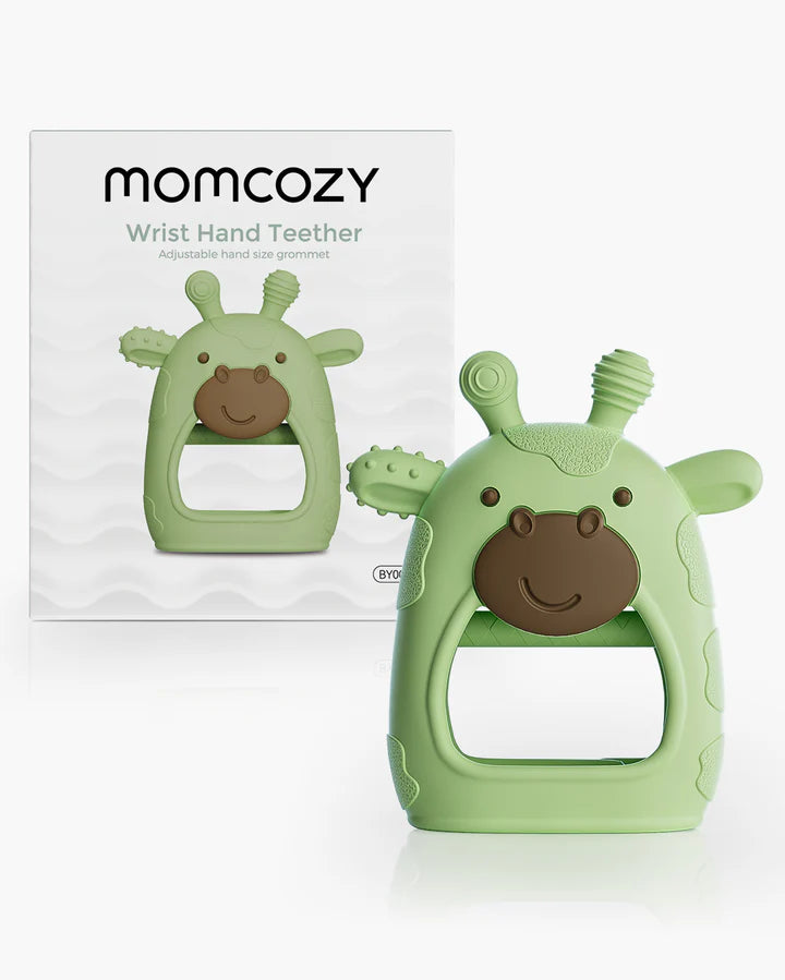 Momcozy Baby Teether Toys - 0-12m, Green and Pink, 2pcs