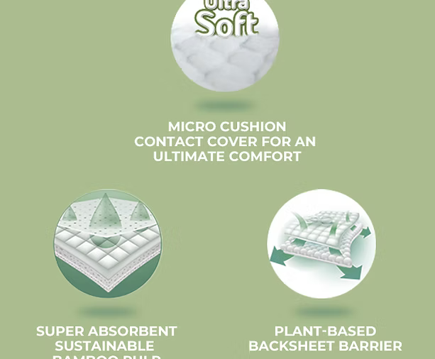 Clearly Herbal Bamboo Snug Fit Diapers 22's - Size 5 (11-18 KG)