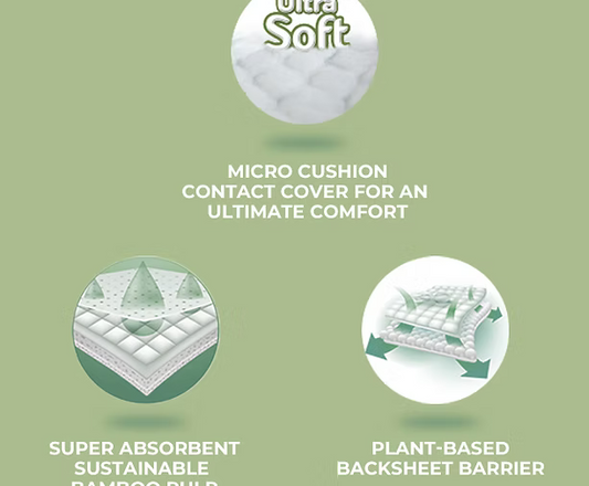 Clearly Herbal Bamboo Snug Fit Diapers 22's - Size 5 (11-18 KG)